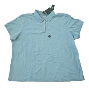 🆕️ - NWT - LL Bean‎ Womens Premium Double L Polo Shirt Sky Blue Relaxed Fit 3X